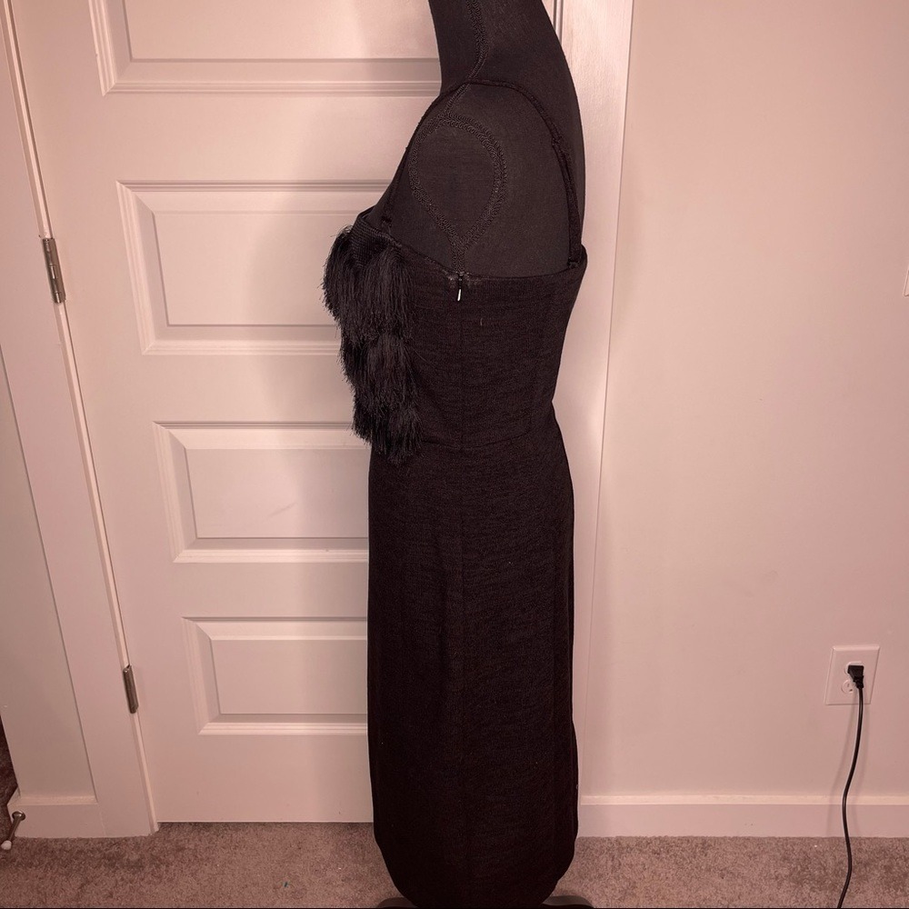 Banana Republic Fringed Cocktail Dress Black Removeable Straps Women's Size 8 - Picture 6 of 10